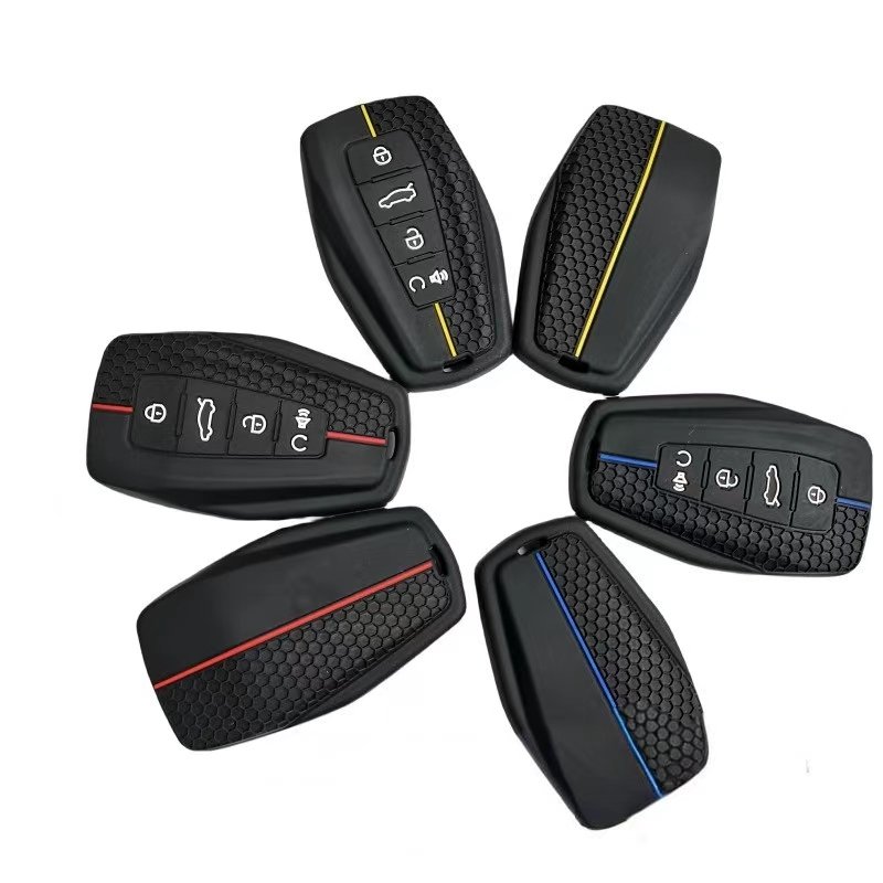 Fashion Car Key Case Great Grip Protective Silicone Smart 4 Buttons Car Key Cover Case for GEELY