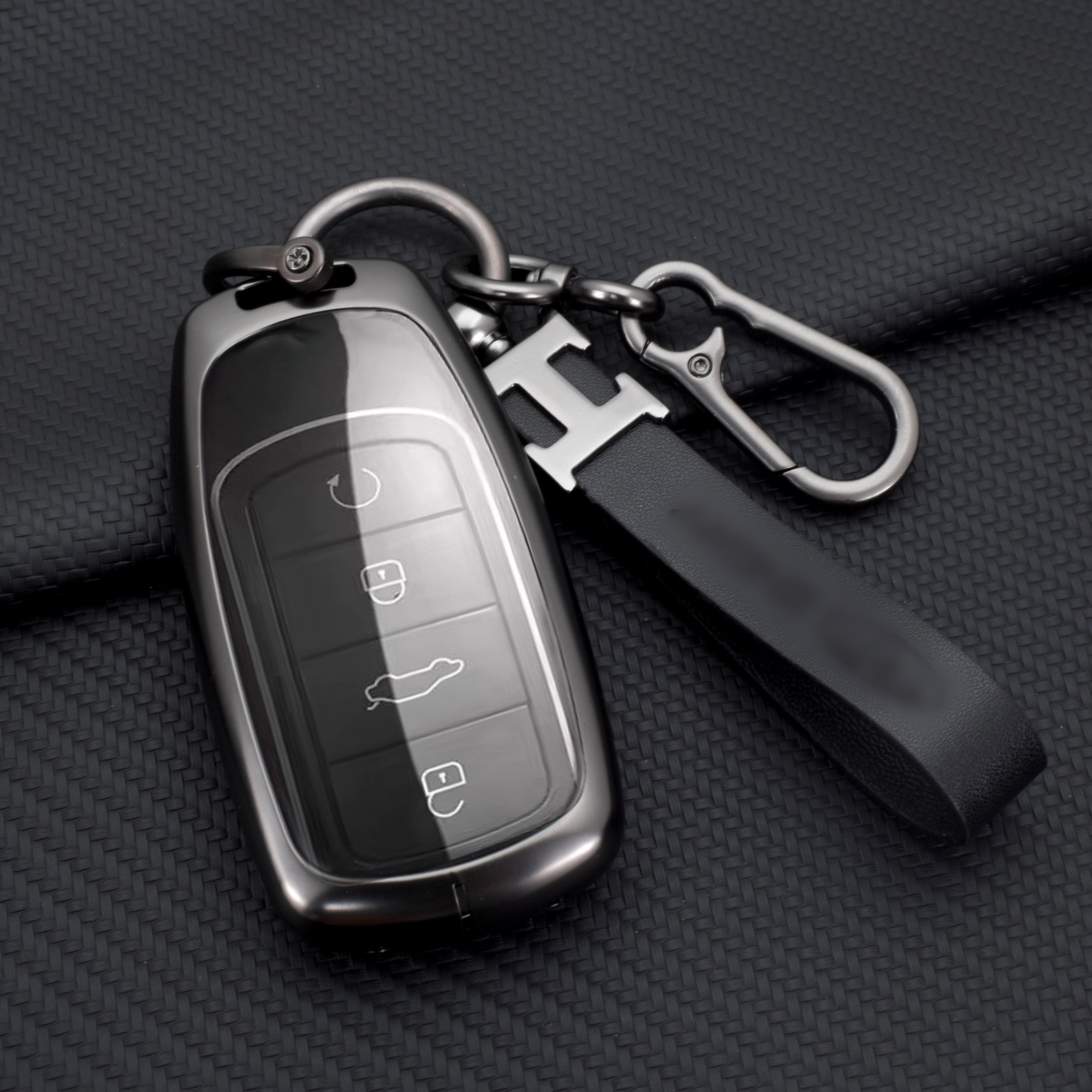 DM Zinc Alloy Leather Smart Car Key Case Cover For Chery Tiggo 7 Tiggo 8 Pro 8 PLUS Arrizo 5 Remote Keychain Accessories