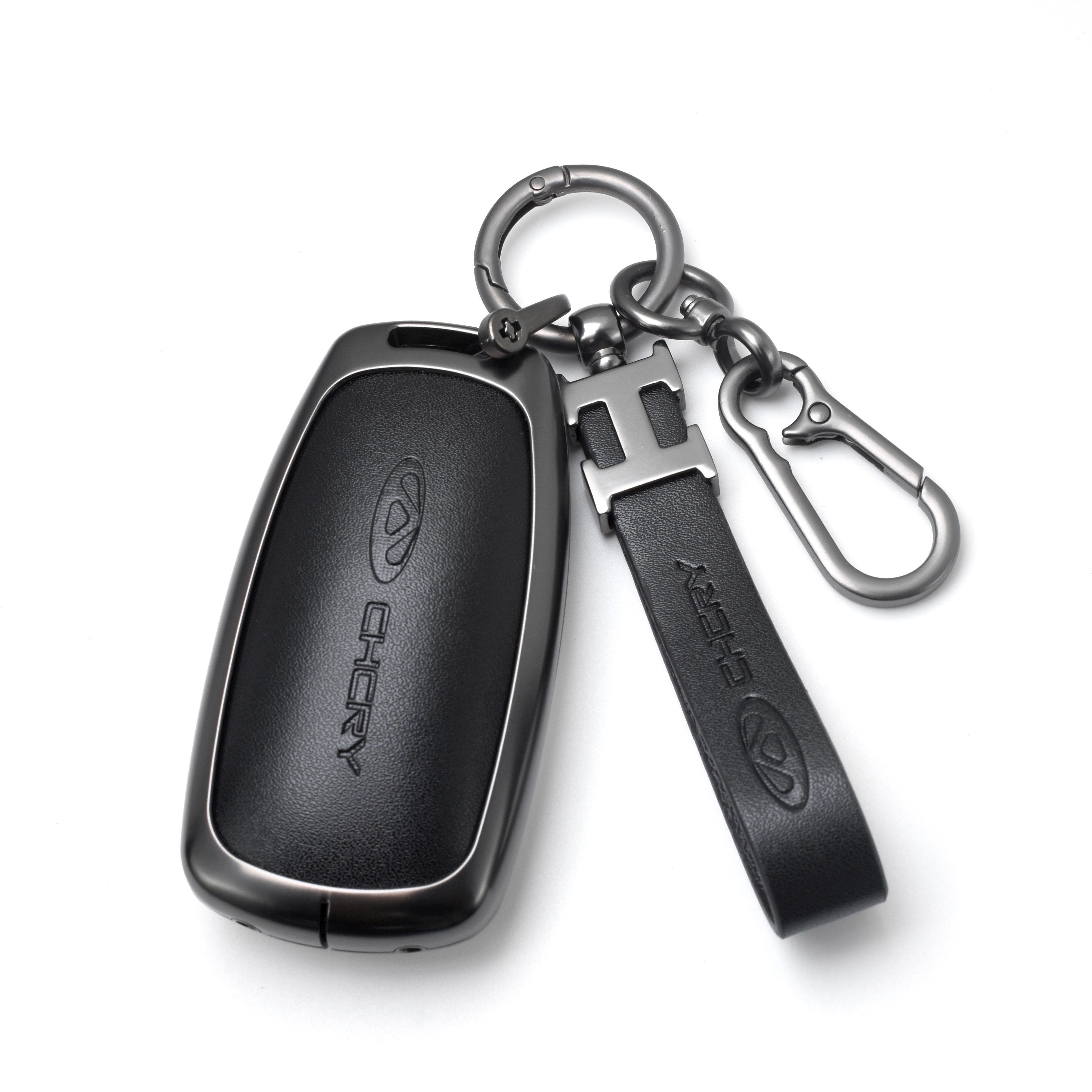 DM Zinc Alloy Leather Smart Car Key Case Cover For Chery Tiggo 7 Tiggo 8 Pro 8 PLUS Arrizo 5 Remote Keychain Accessories