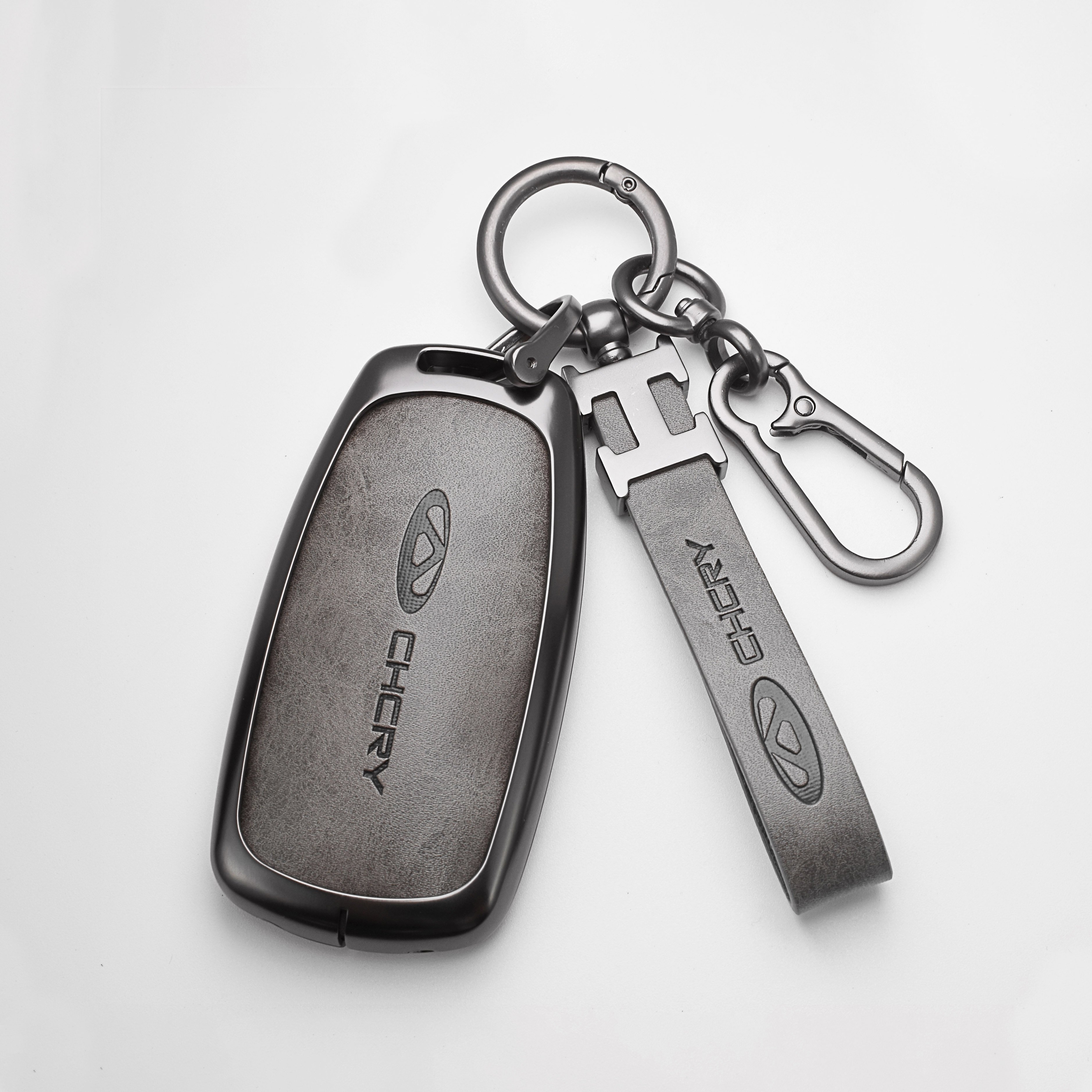 DM Zinc Alloy Leather Smart Car Key Case Cover For Chery Tiggo 7 Tiggo 8 Pro 8 PLUS Arrizo 5 Remote Keychain Accessories