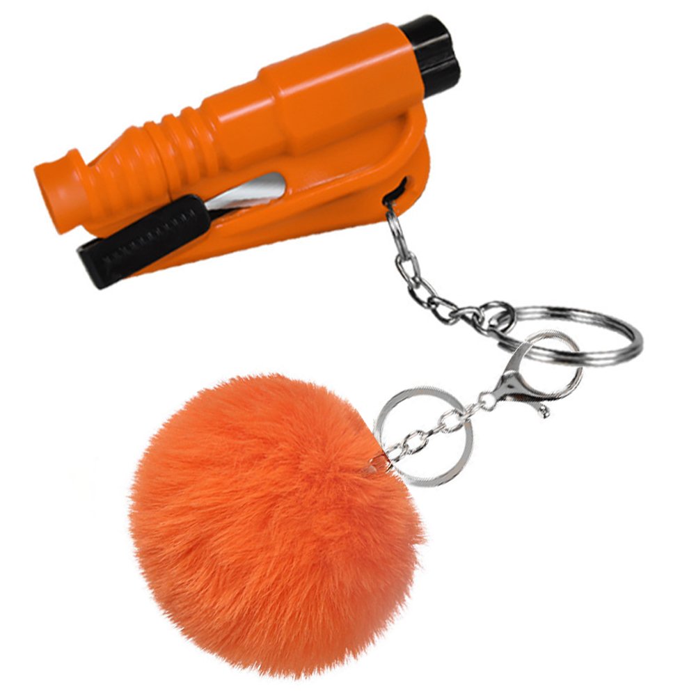 Car Safety Keychain Accessories Window Glass Breaker And Seat Belt Cutter Emergency Escape For Car Keys Cute Fur Ball Keychain