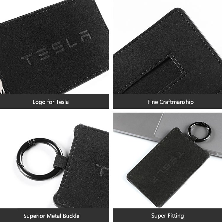 Key Card Holder for Tesla Model 3 Y S X Cybertruck Black Leather Tesla Key Card Cover Case Protector Car Accessories