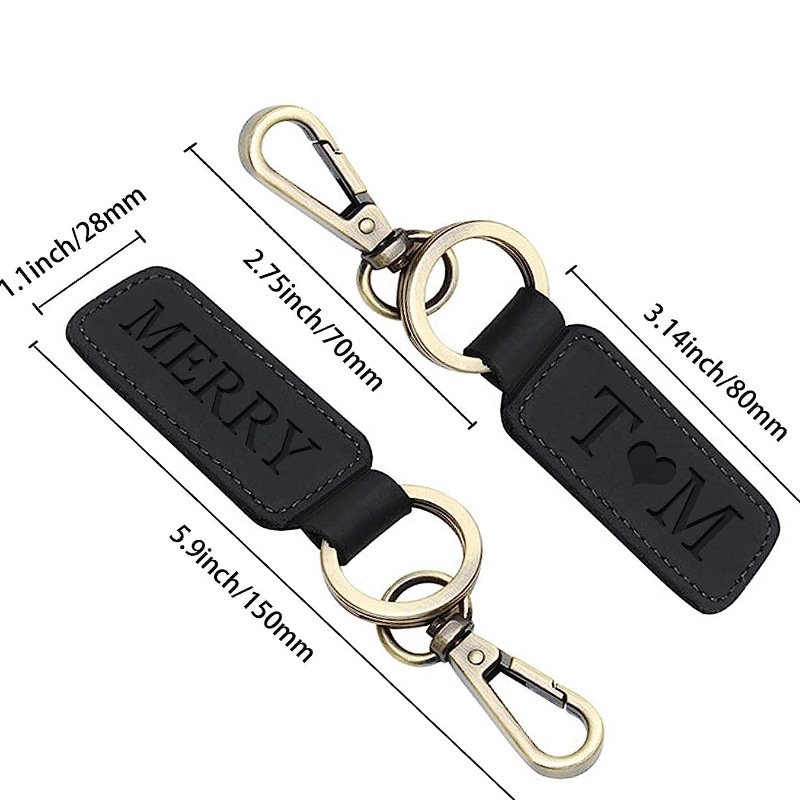 Lilangda Wholesale Customization PU Leather Keychain Retro Circle Keyring Laser LOGO Custom Men Car Key Chain Accessories Gift