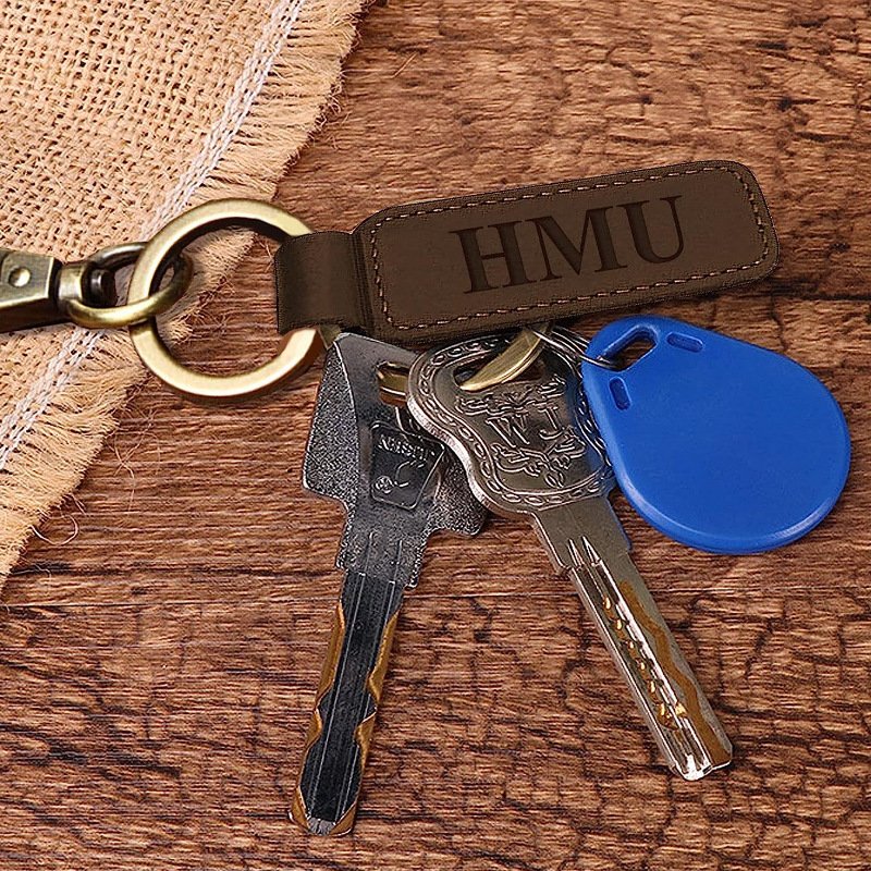 Lilangda Wholesale Customization PU Leather Keychain Retro Circle Keyring Laser LOGO Custom Men Car Key Chain Accessories Gift
