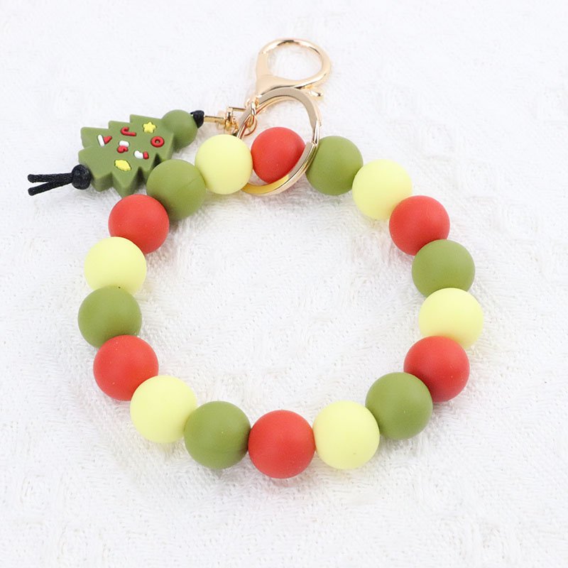Christmas Gifts Festive Style New Arrival Key Ring Accessories Car Decoration Wedding Presents Silicone Bracelet Key Chain