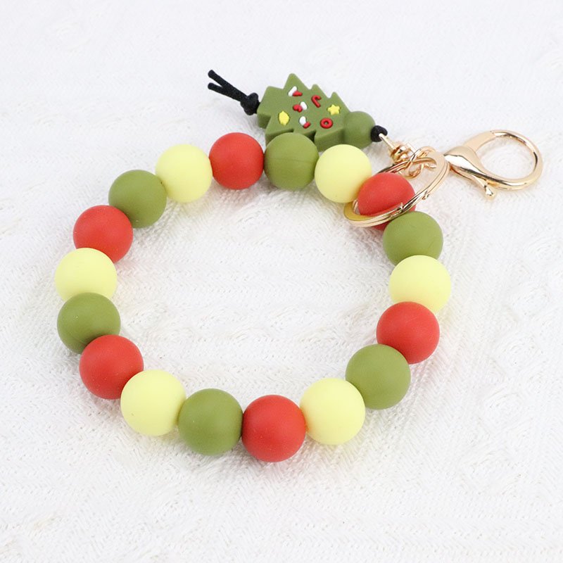 Christmas Gifts Festive Style New Arrival Key Ring Accessories Car Decoration Wedding Presents Silicone Bracelet Key Chain