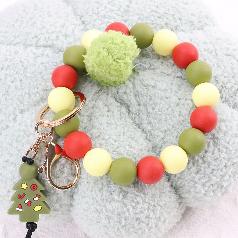 Christmas Gifts Festive Style New Arrival Key Ring Accessories Car Decoration Wedding Presents Silicone Bracelet Key Chain