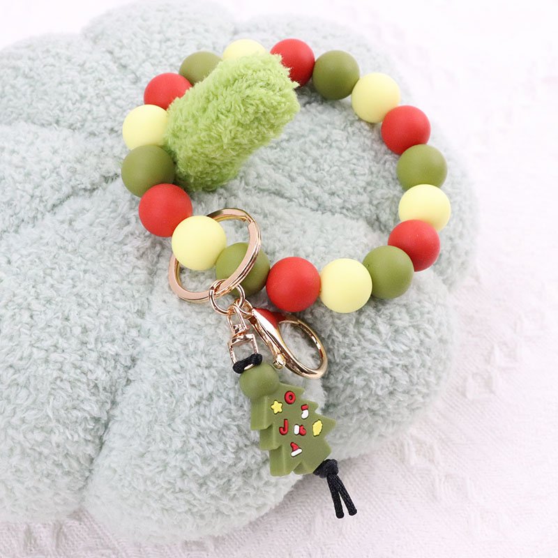 Christmas Gifts Festive Style New Arrival Key Ring Accessories Car Decoration Wedding Presents Silicone Bracelet Key Chain
