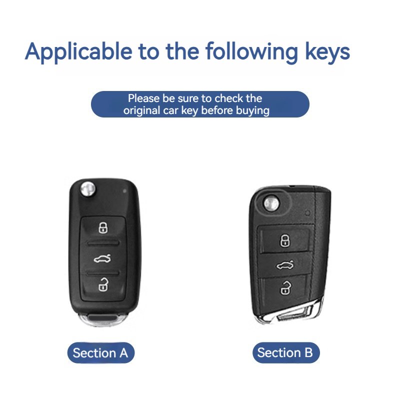 Zinc Alloy + Leather Car Key Case Cover Shell Car Key Protective Bag For SKODA Series Logo Car Accessories Keychain Decorations