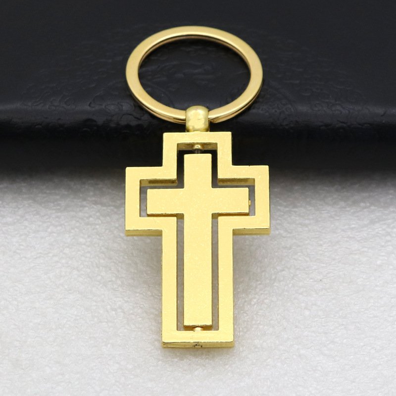 Metal Personalized car keychain Rotary cross metal keychain accessory pendant