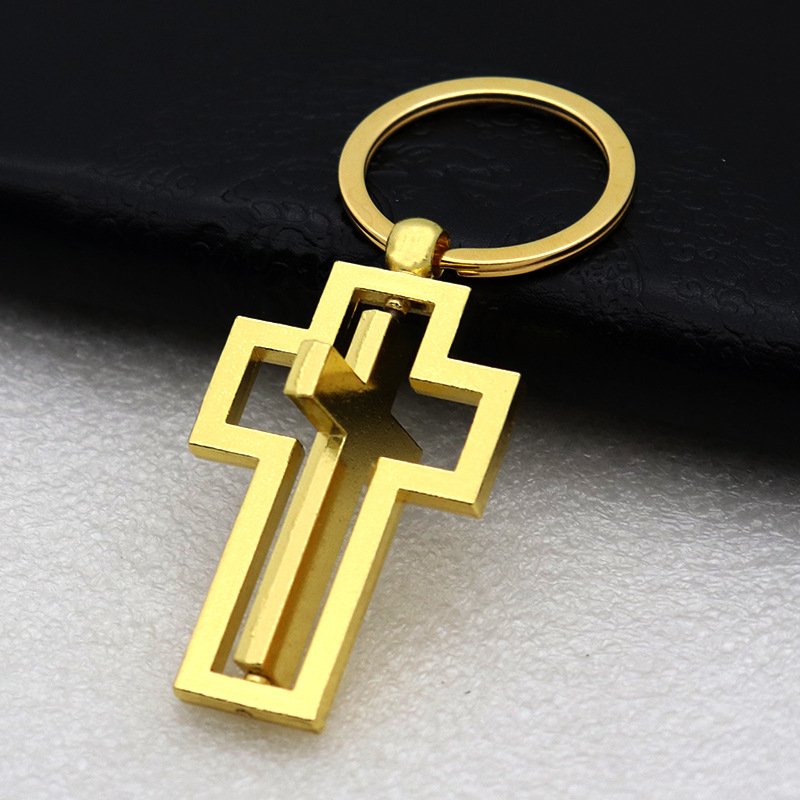 Metal Personalized car keychain Rotary cross metal keychain accessory pendant