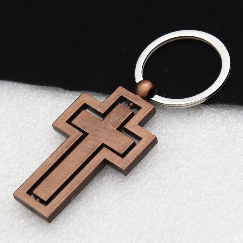 Metal Personalized car keychain Rotary cross metal keychain accessory pendant