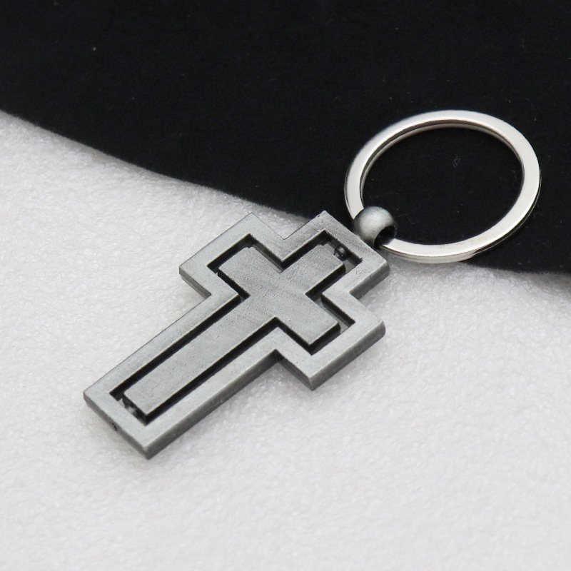 Metal Personalized car keychain Rotary cross metal keychain accessory pendant