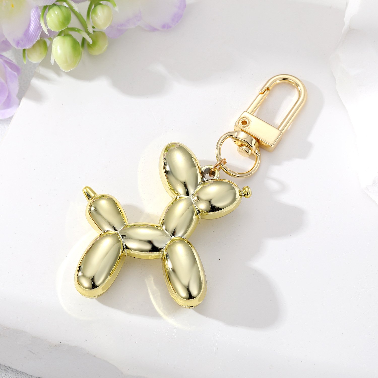Metallic Luster Colorful Acrylic Dog Pendant Keychain Cute Cartoon Ballon Dog Keychain Backpack Handbag Key Chain