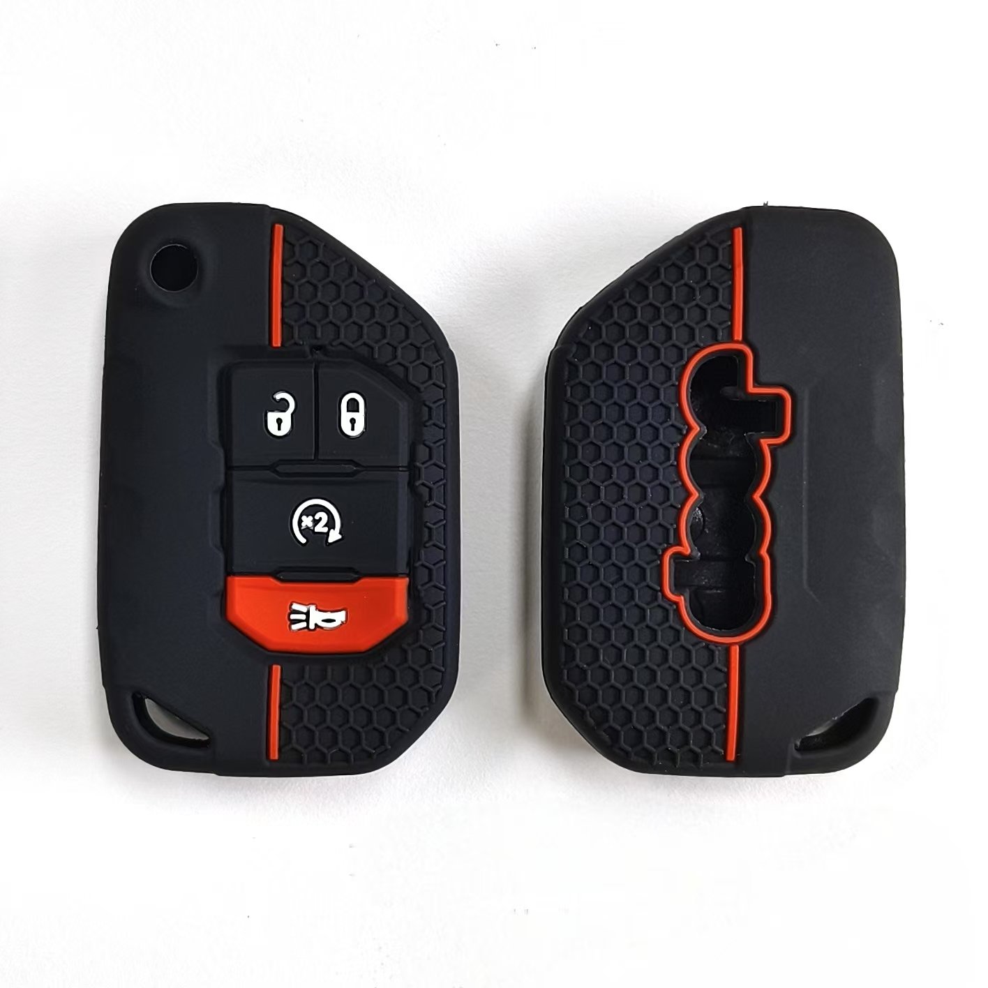 Fashion Design Fold Silicone Car key Case Smart 4 Button with grid for Jeep Wrangler