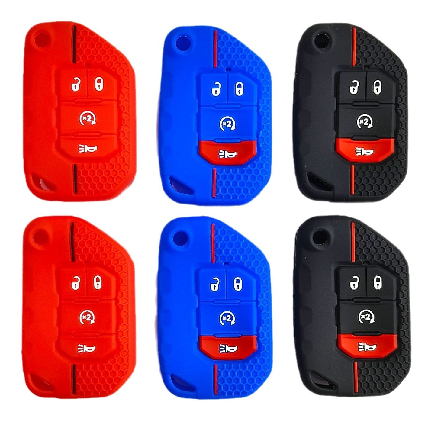 Fashion Design Fold Silicone Car key Case Smart 4 Button with grid for Jeep Wrangler