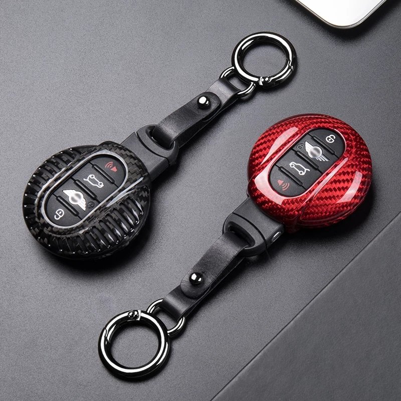 Car accessories wholesale modified real carbon fiber cubierta de la llave del coche car key case cover for BMW MINI F54 F55 F56
