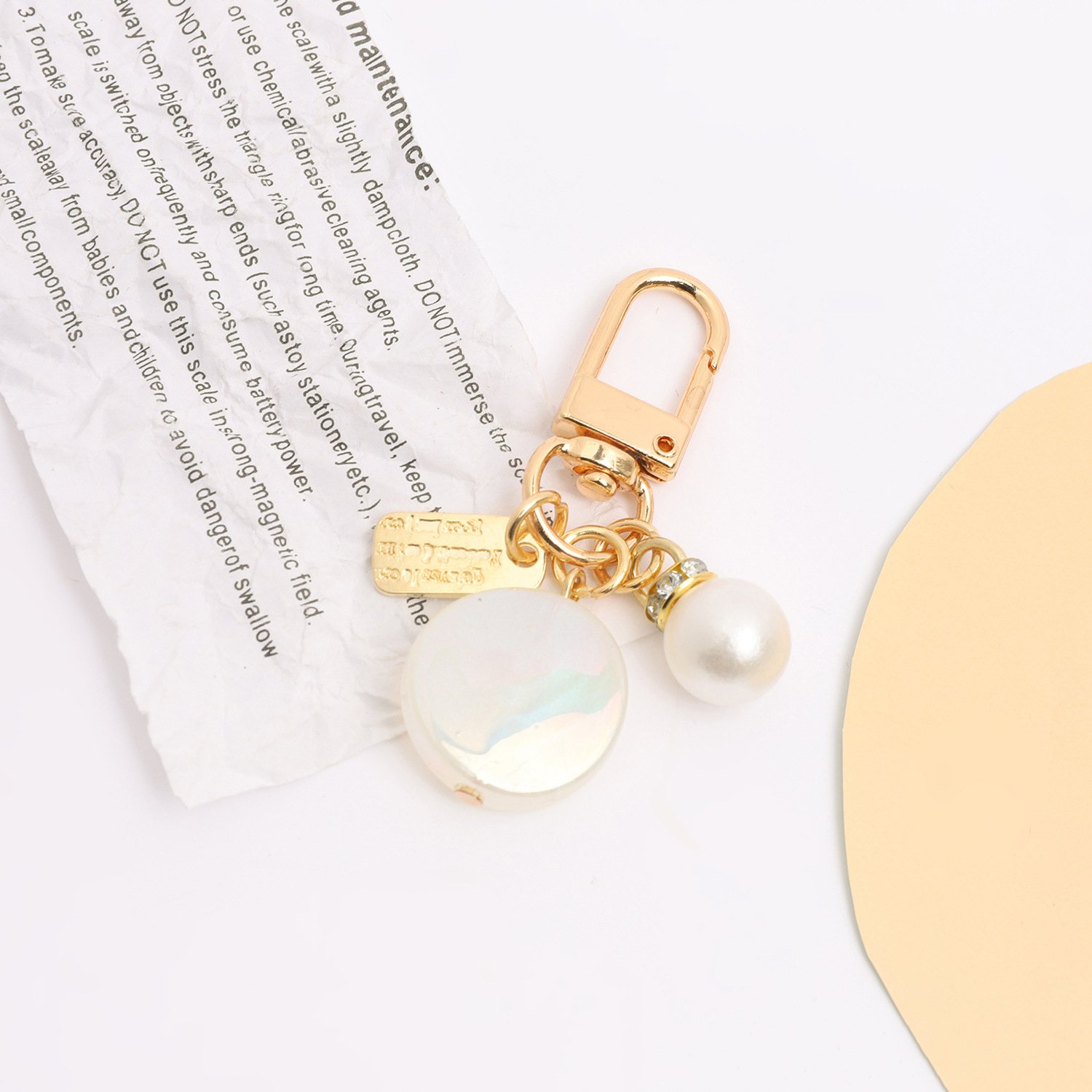 Cute Gold White Pearl Resin Bowknot Heart Flower Charm Keychain Earphone Case Bag Pendant Accessories Car Keyholder Girl Gifts