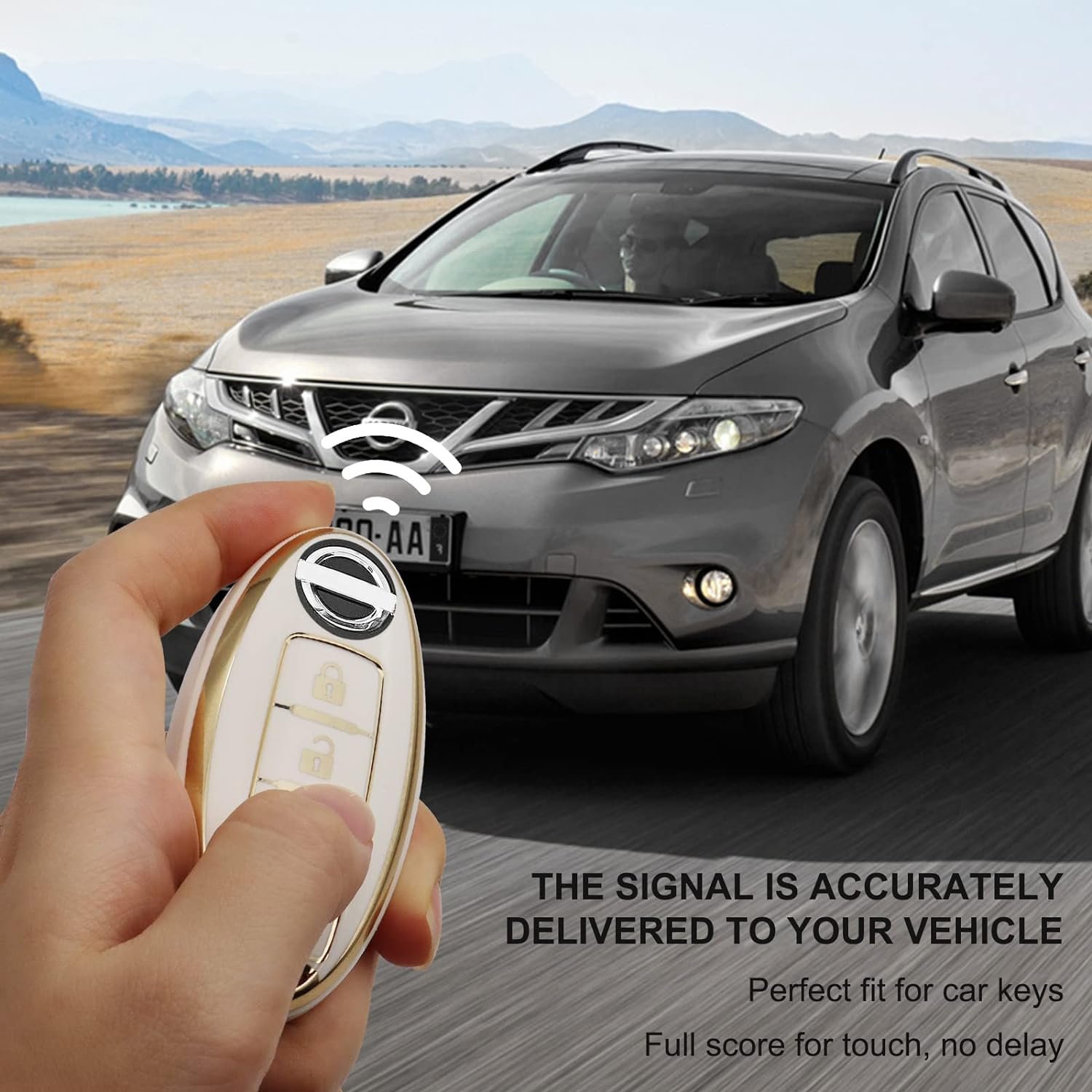 Key Fob Cover with Leather Keychain, Soft TPU Full Cover Protection Key Case