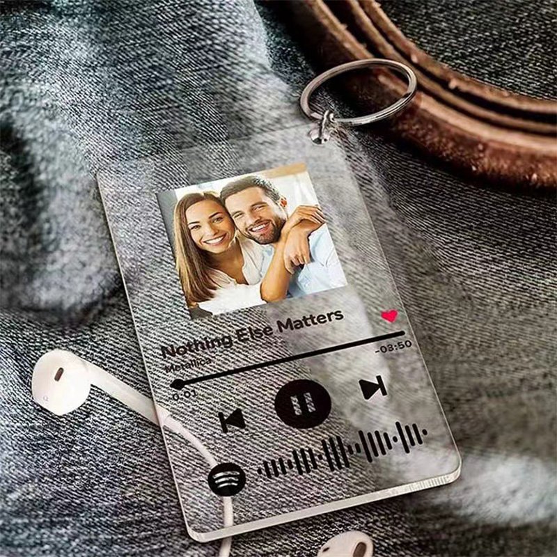 Factory Rectangular Acrylic Key Chain Picture Key Ring Custom Couple Lover Photo Song Lyric Music Spotify Code Acrylic Keychain