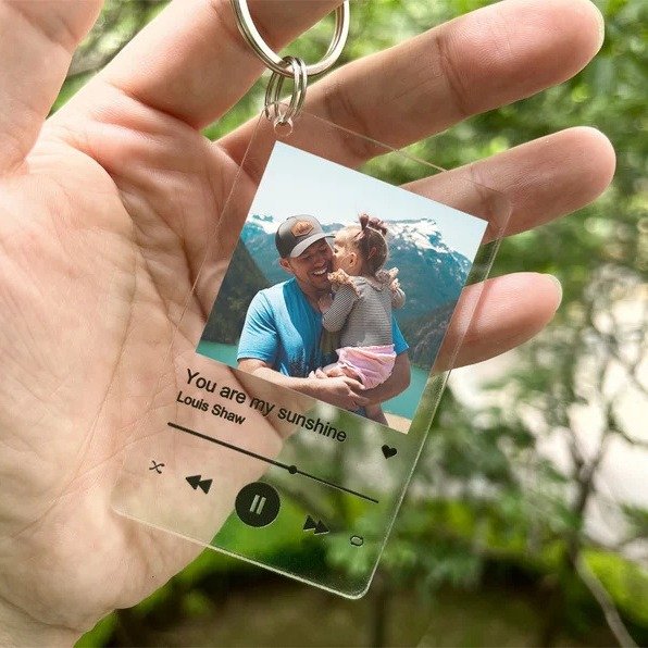 Factory Rectangular Acrylic Key Chain Picture Key Ring Custom Couple Lover Photo Song Lyric Music Spotify Code Acrylic Keychain