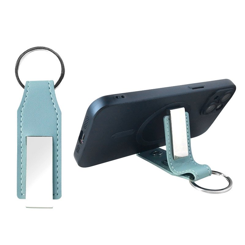 Hot Selling Pu Leather Cell Phone Holder Bulk Keyring Mobile Phones Accessories Custom Logo Phone Stand Holder Keychain