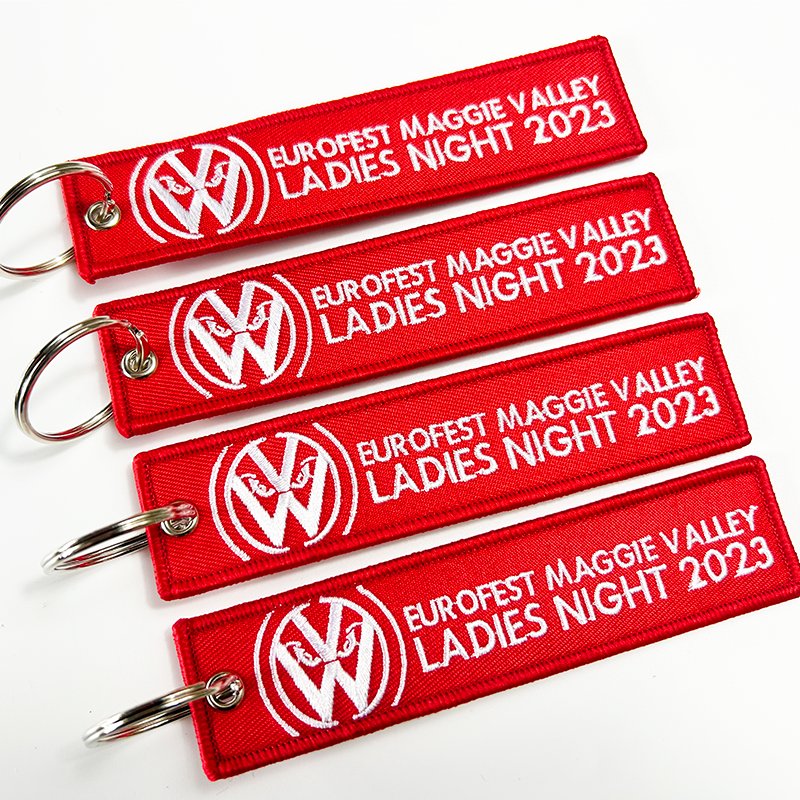 Custom Personalized Embroidery Fabric Key ring Design Logo Name Tag Accessories Car Racing Bike Motorcycle Keychain Key Holder