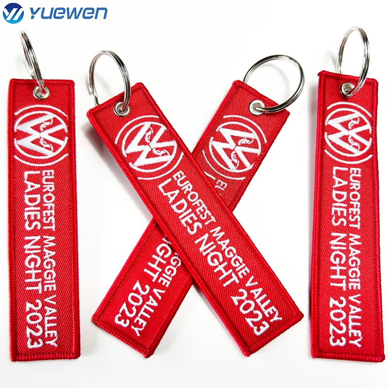 Custom Personalized Embroidery Fabric Key ring Design Logo Name Tag Accessories Car Racing Bike Motorcycle Keychain Key Holder