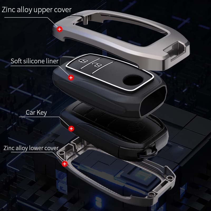 Car Key Case Cover for Toyota CHR Hilux Fortuner Land Cruiser 200 Camry Corolla Crown RAV4 Protect Shell Fob Alloy Keychain