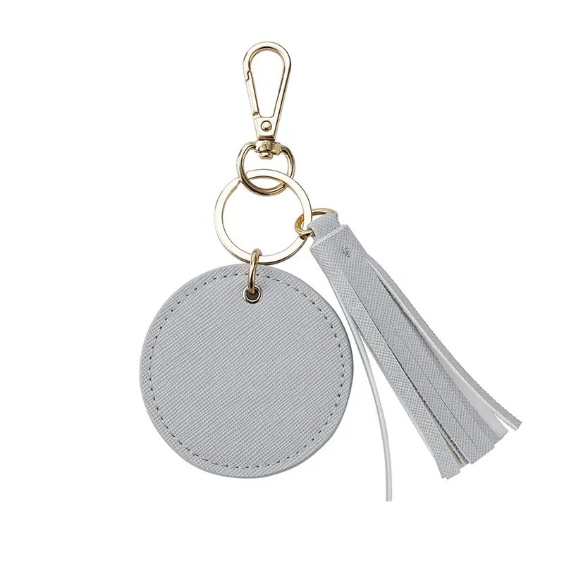 Leather Keychain Key Chains Opp Bag Leather with Tassel Keyring Zinc Alloy Custom Logo High Quality Saffiano Pu 2.5inch CN;GUA