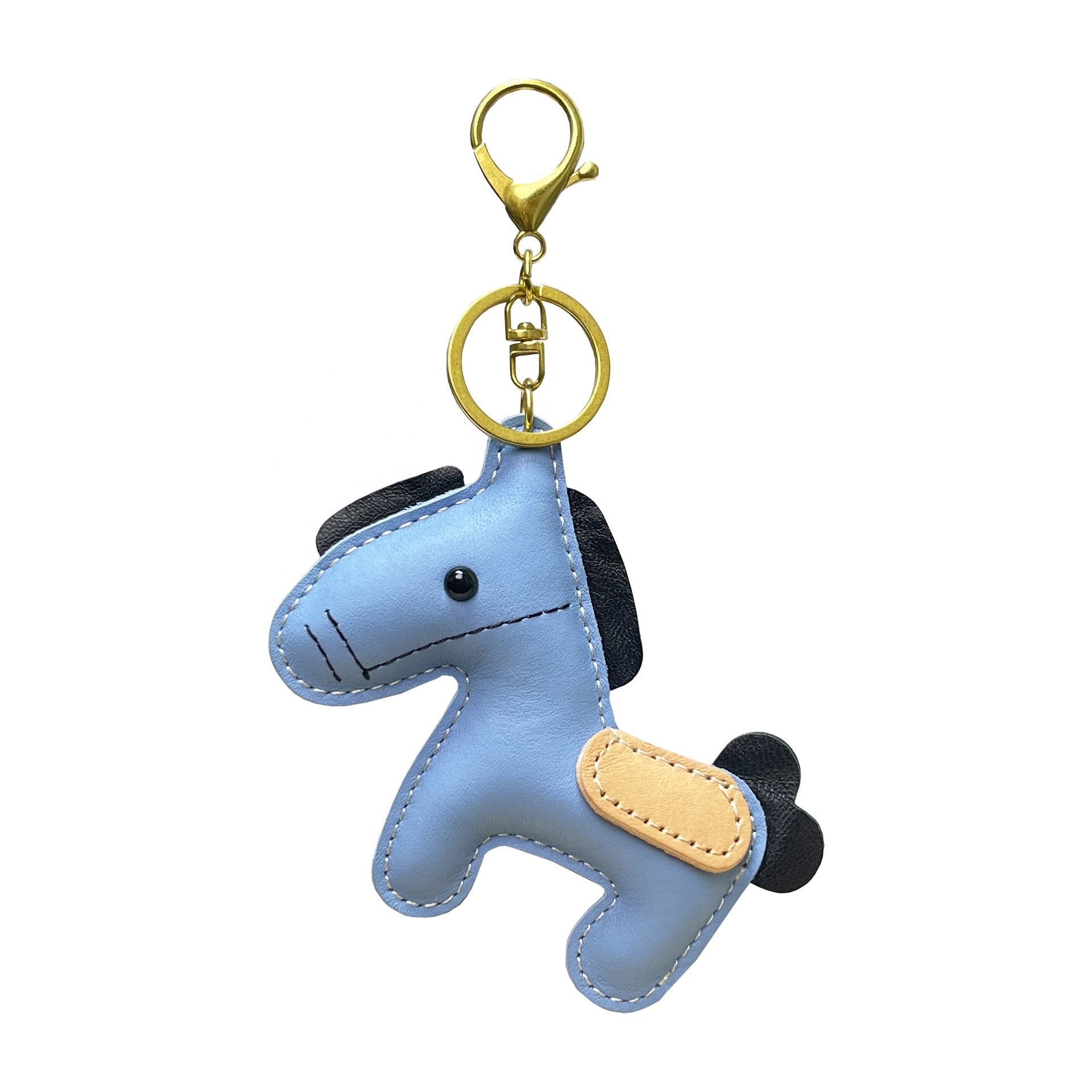 Bag Leather Keychain Pony Pendant Accessories Animal Charm Promotional Gift Horse Keychain for Women Handbag First Layer Cowhide