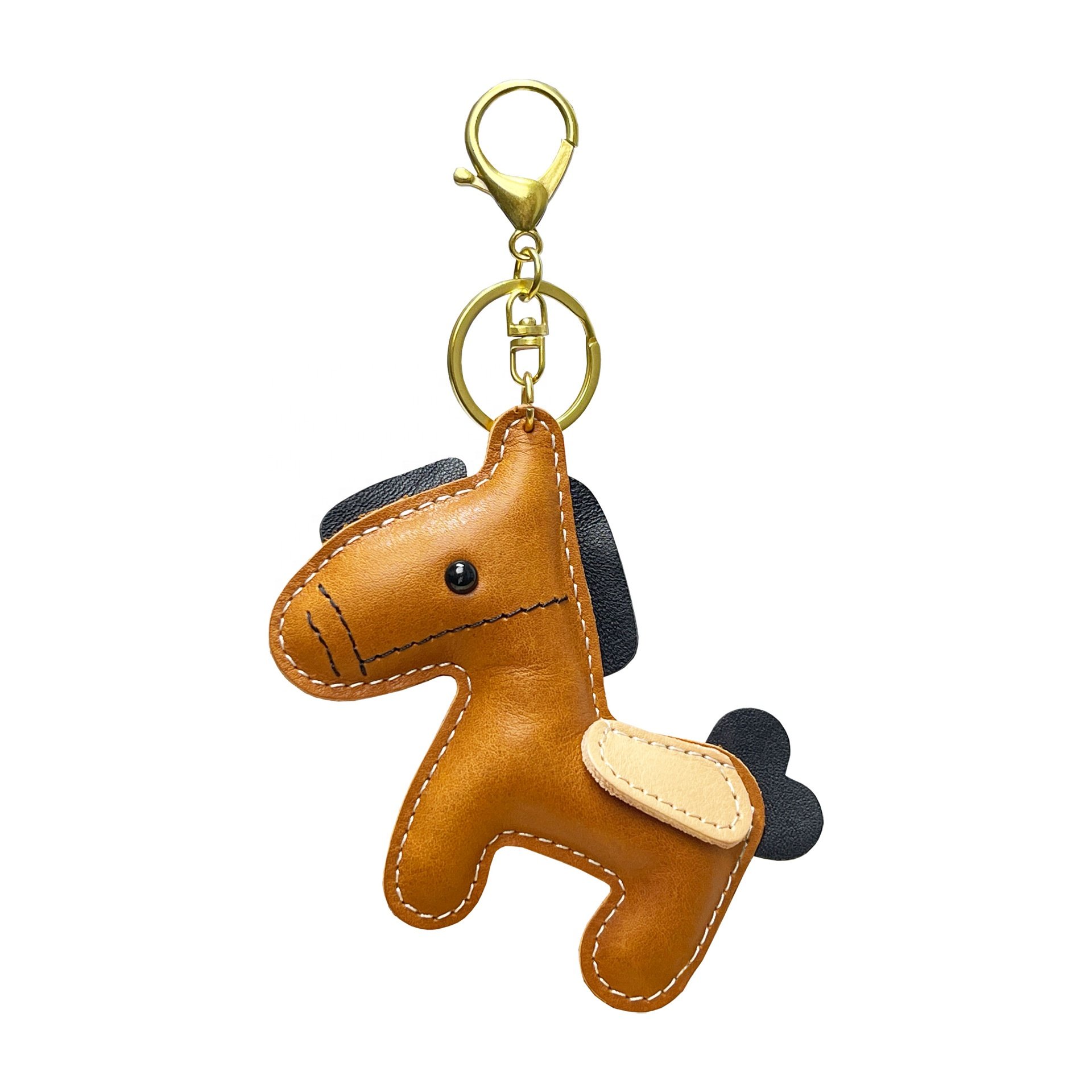 Bag Leather Keychain Pony Pendant Accessories Animal Charm Promotional Gift Horse Keychain for Women Handbag First Layer Cowhide