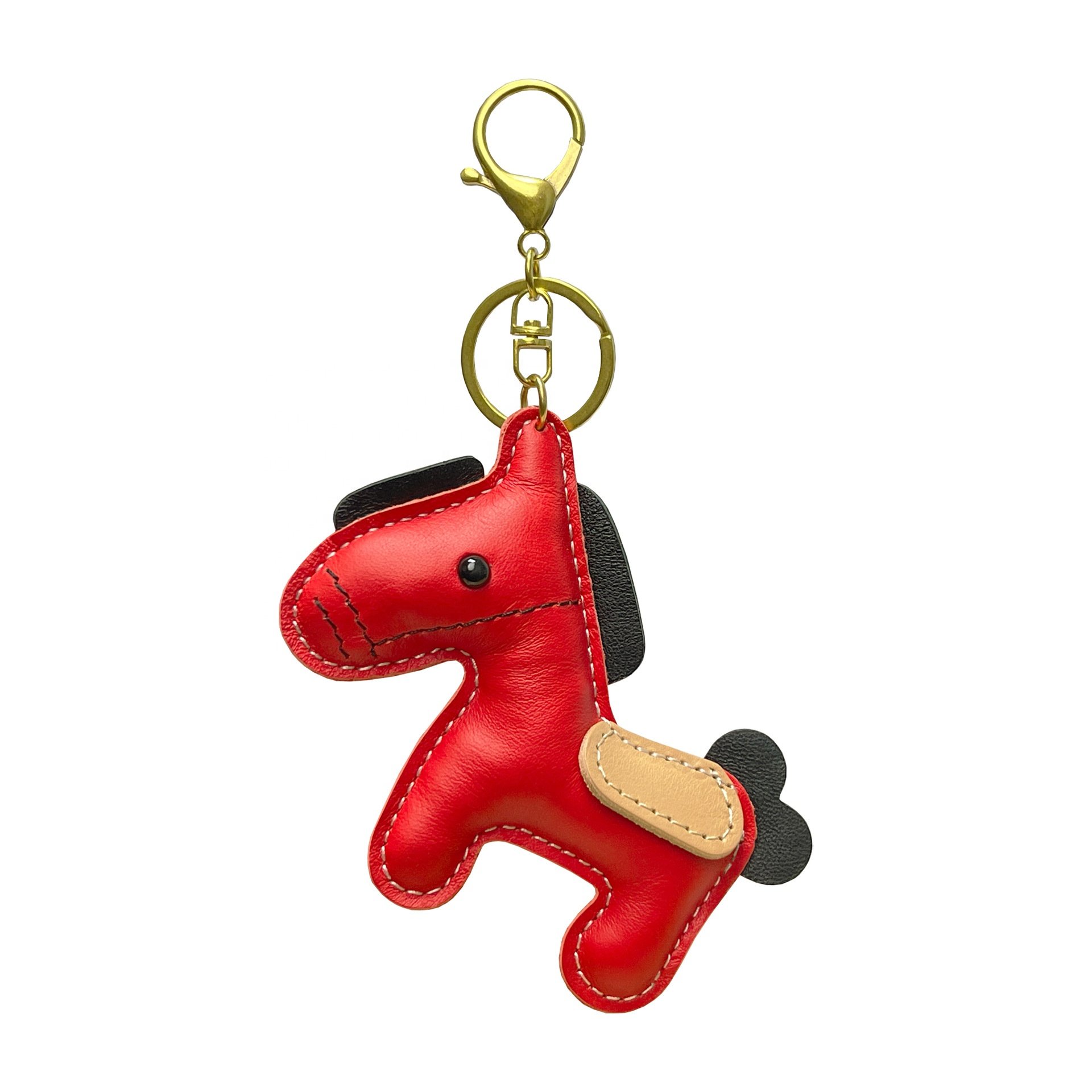 Bag Leather Keychain Pony Pendant Accessories Animal Charm Promotional Gift Horse Keychain for Women Handbag First Layer Cowhide