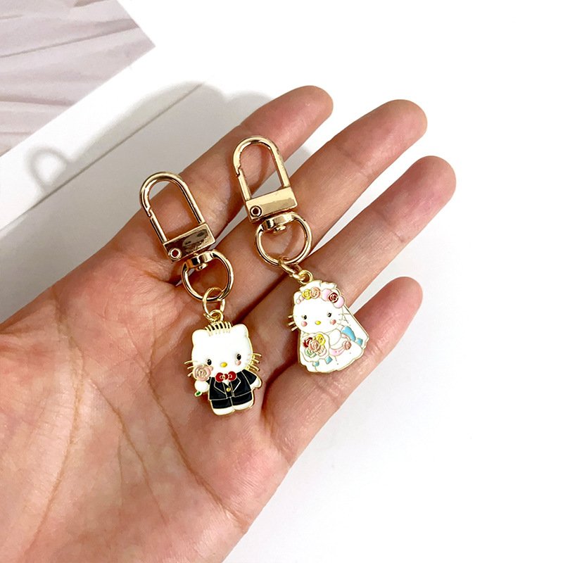 Car Key Accessories Lovely Cartoon bride Cat wedding gifts Bag Decoration Keychain Woman Gift Key Ring Custom Key Chain