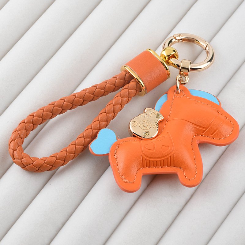 2014 Fashion wholesale pu pony pendant woven wrist strap cute car bag key chain gift