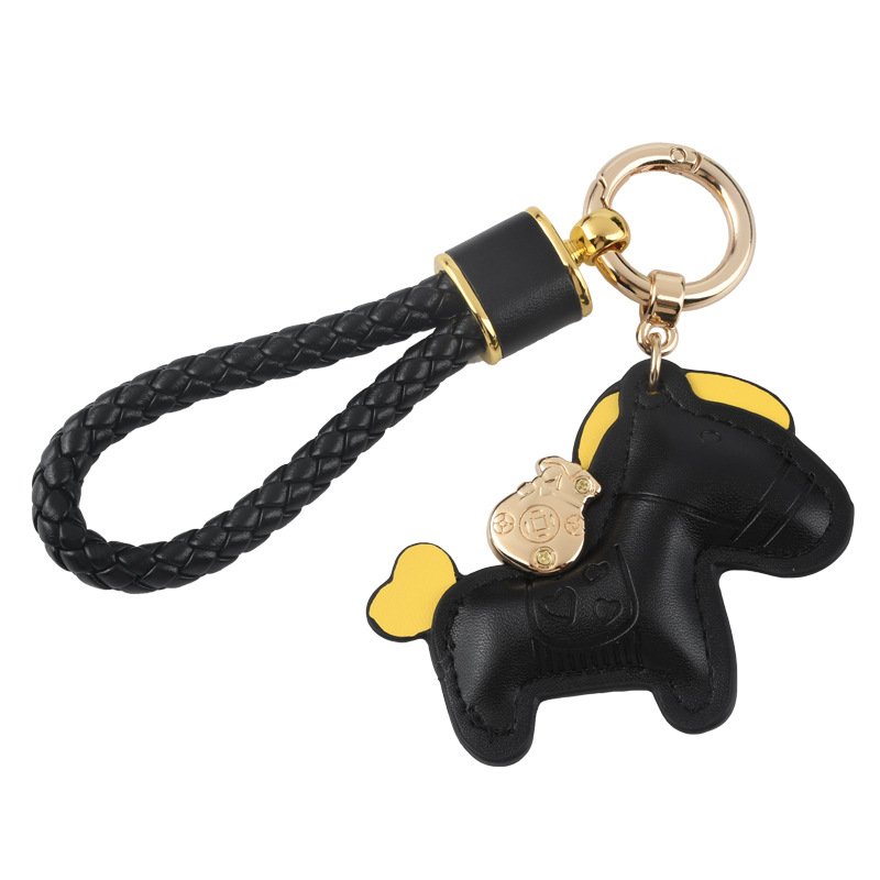 2014 Fashion wholesale pu pony pendant woven wrist strap cute car bag key chain gift