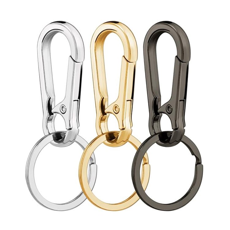 High Quality Rose Gold 75*17mm 3/4" 4 Colors Metal Key Chain Carabiner Car Men's Keychain Clip Hook Keyring Accessories