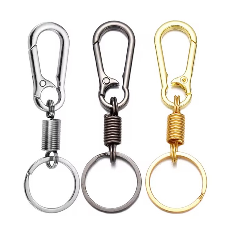 High Quality Rose Gold 75*17mm 3/4" 4 Colors Metal Key Chain Carabiner Car Men's Keychain Clip Hook Keyring Accessories
