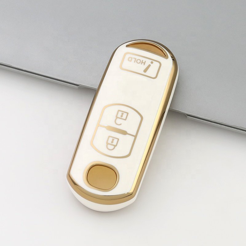 Gold Edge TPU car key cover fit for Mazda 3-Button Key Housing for CX3 CX5 CX7 CX9 MX5 Shell Protector key fob case holder