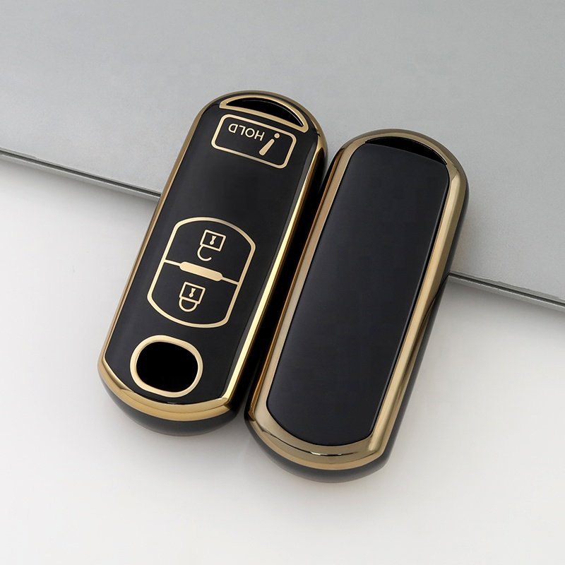 Gold Edge TPU car key cover fit for Mazda 3-Button Key Housing for CX3 CX5 CX7 CX9 MX5 Shell Protector key fob case holder