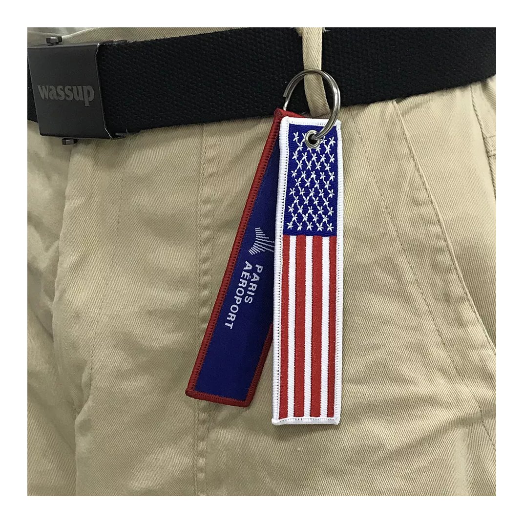 Custom high quality promotion gifts embroidery keychain car key chain key tag keyring for clothing