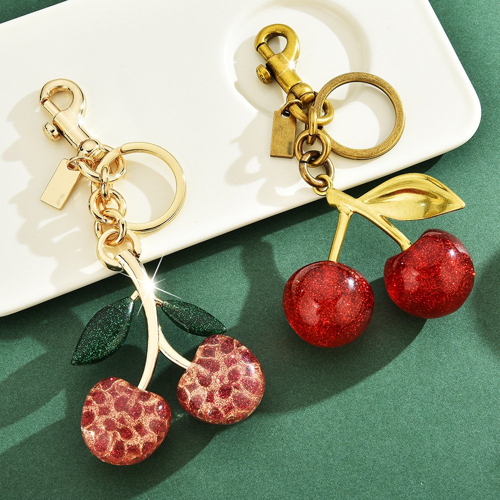 Lilangda Exquisite Fashion Accessories Cute Bag Pendant Car Resin Crystal Cherry Keychain
