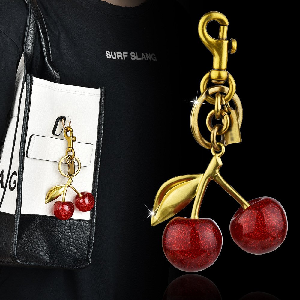 Lilangda Exquisite Fashion Accessories Cute Bag Pendant Car Resin Crystal Cherry Keychain