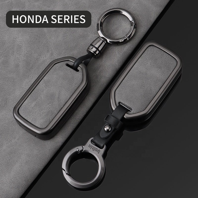 Professional Service Leather With Keychain Alloy Metal Car Key Case Cover