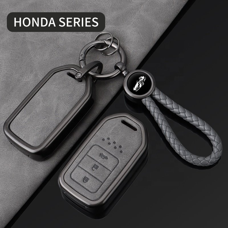 Professional Service Leather With Keychain Alloy Metal Car Key Case Cover