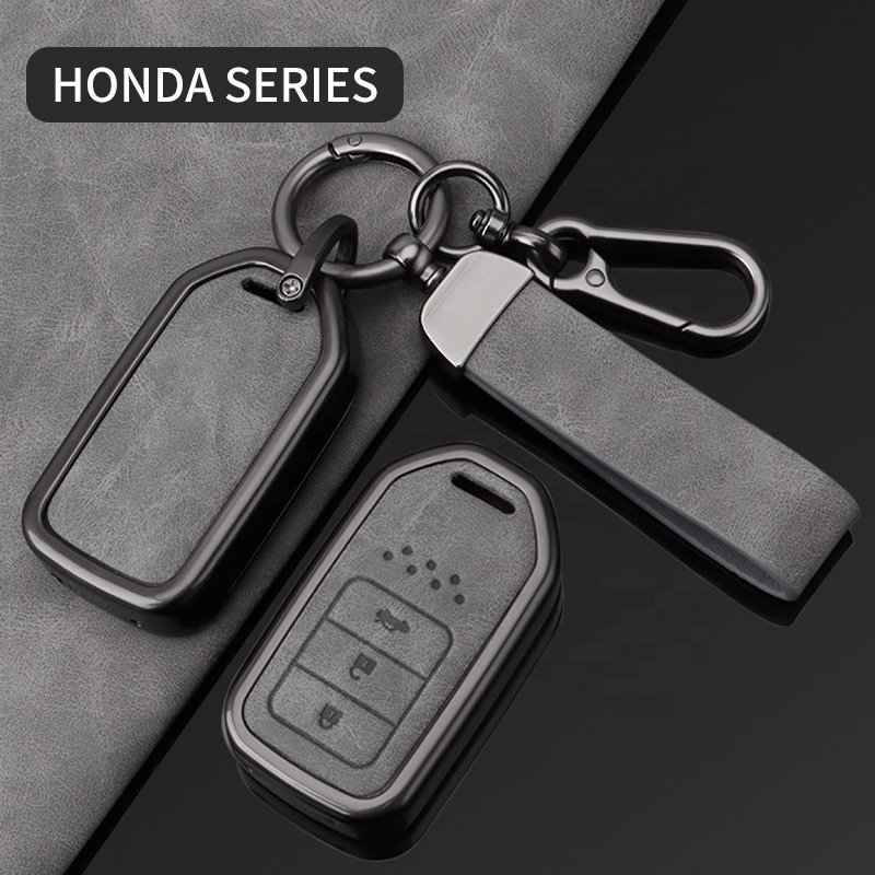 Professional Service Leather With Keychain Alloy Metal Car Key Case Cover