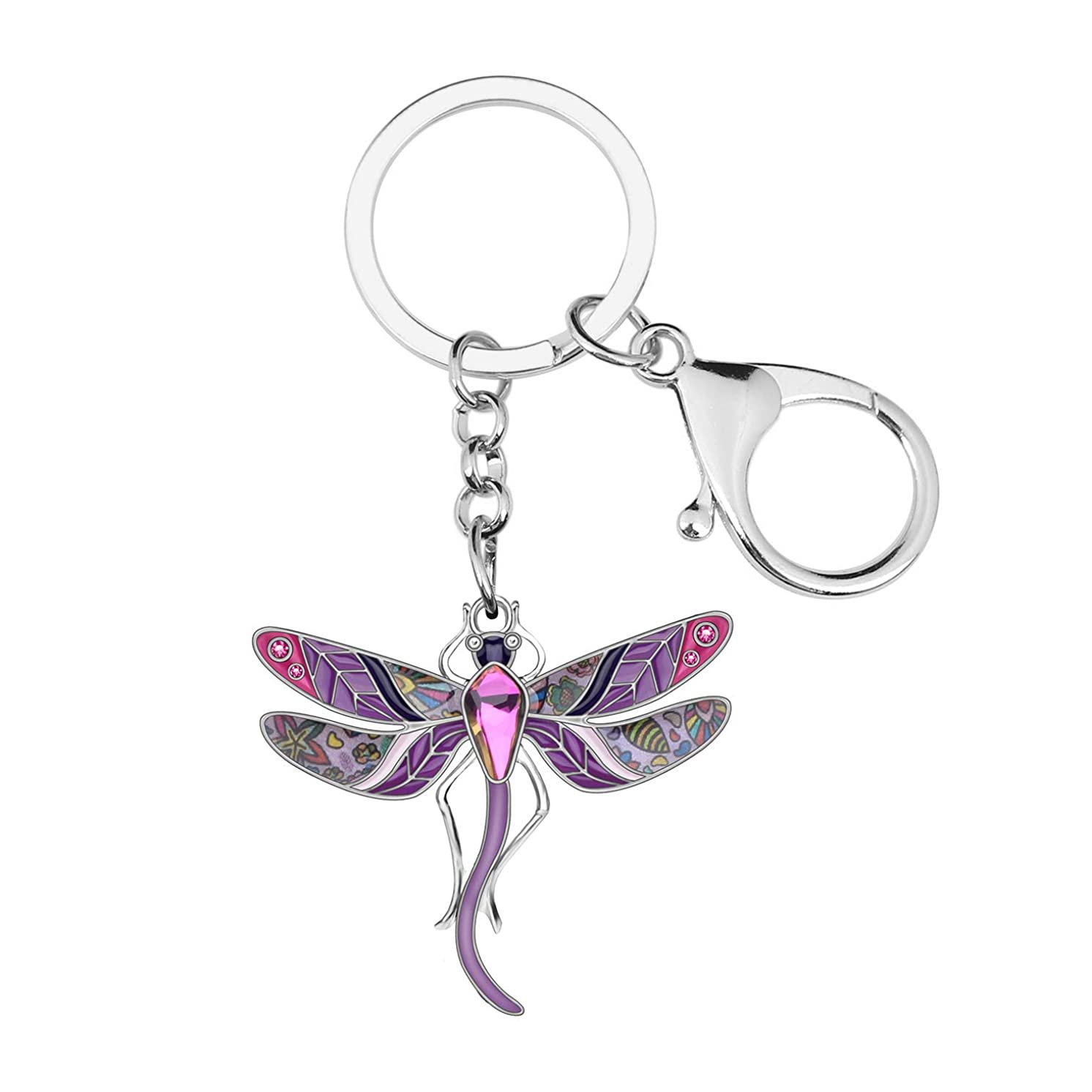 Factory Wholesale Dragonfly Pattern Car Key Accessories Laveros Keyrings Keychain Custom Metal Key Ring Chain
