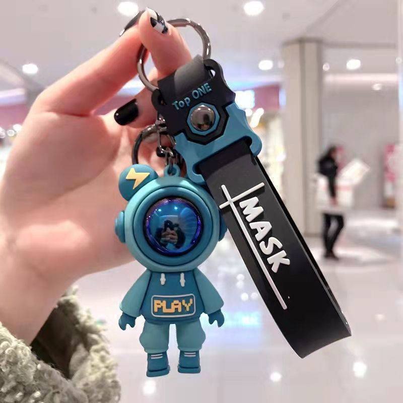 2024 New Creative Cartoon Bear Rabbit Keychain Rubber Cute Doll Keyring Bag Backpack Charm Pendant Couple Key Chain Accessories