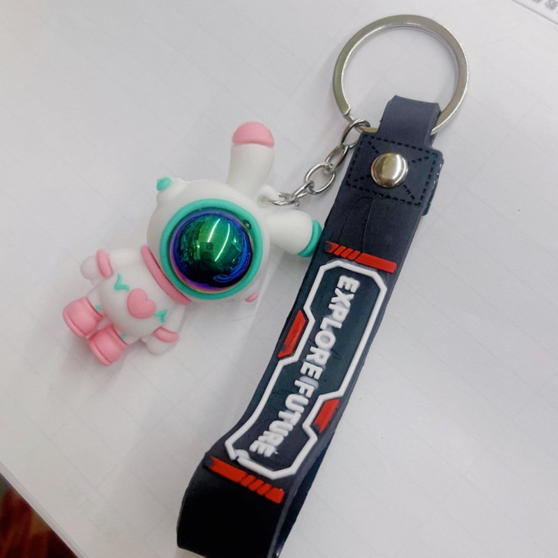 2024 New Creative Cartoon Bear Rabbit Keychain Rubber Cute Doll Keyring Bag Backpack Charm Pendant Couple Key Chain Accessories