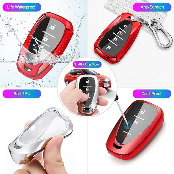 Chevrolet Key Fob Cover With Keychain for Chevy Cruze Camaro Malibu Traverse Spark Equinox Sonic Volt Bolt Trax